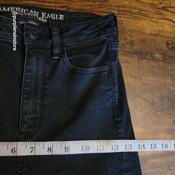 American Eagle Jeans 2 S Super Hi Rise Jegging Super Stretch X Black Wash Denim - Picture 8 of 12